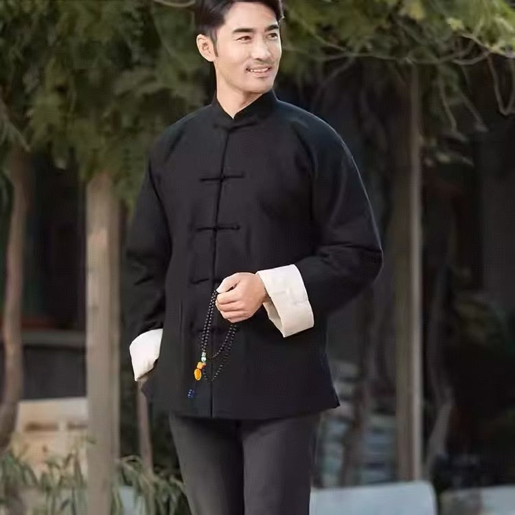 Rui Fu Xiang Chinese-Style Tangzhuang in Polyester-Linen Blend Men's Coats