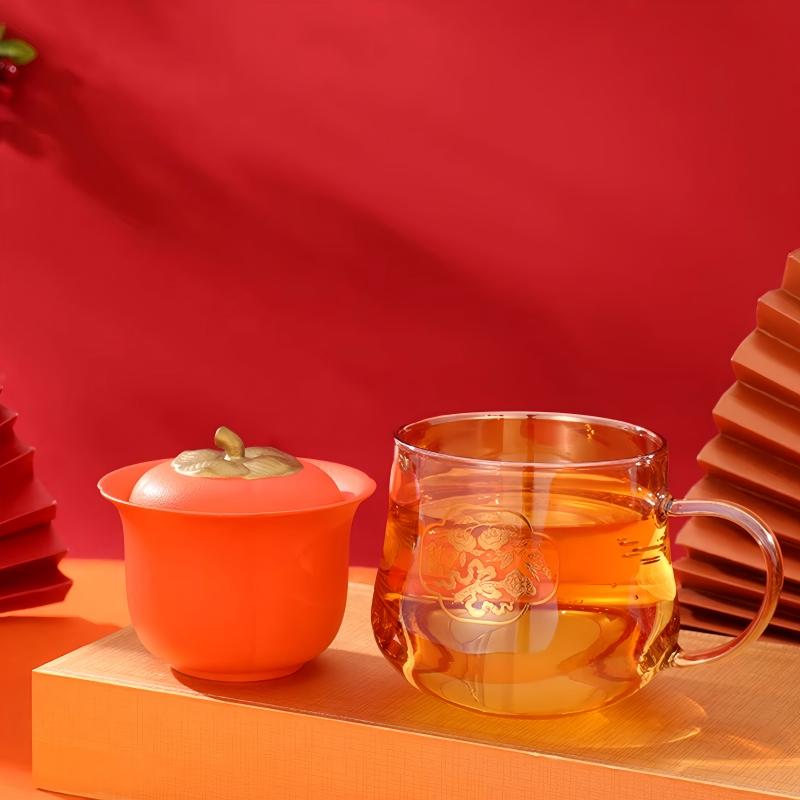 Shangxinle Forbidden City Persimmon-Shaped Glass Tea Cup