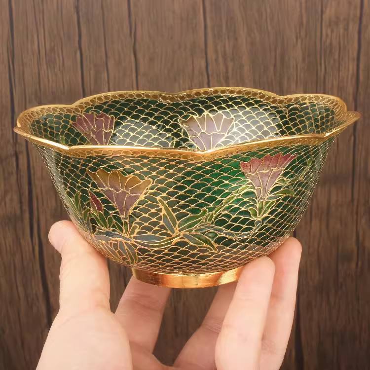 The Cloisonne Enameled Transparent Blue Lace Bowl