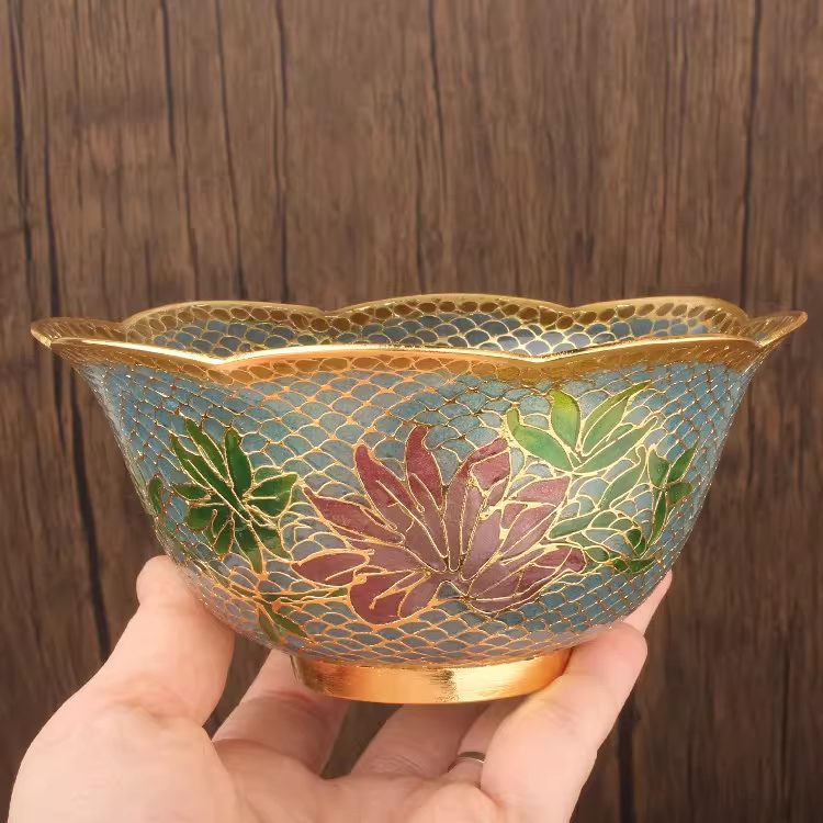 The Cloisonne Enameled Transparent Blue Lace Bowl