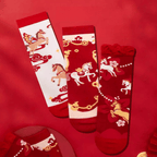 The Palace Museum Steed Treading Blossoms Red Sock Set
