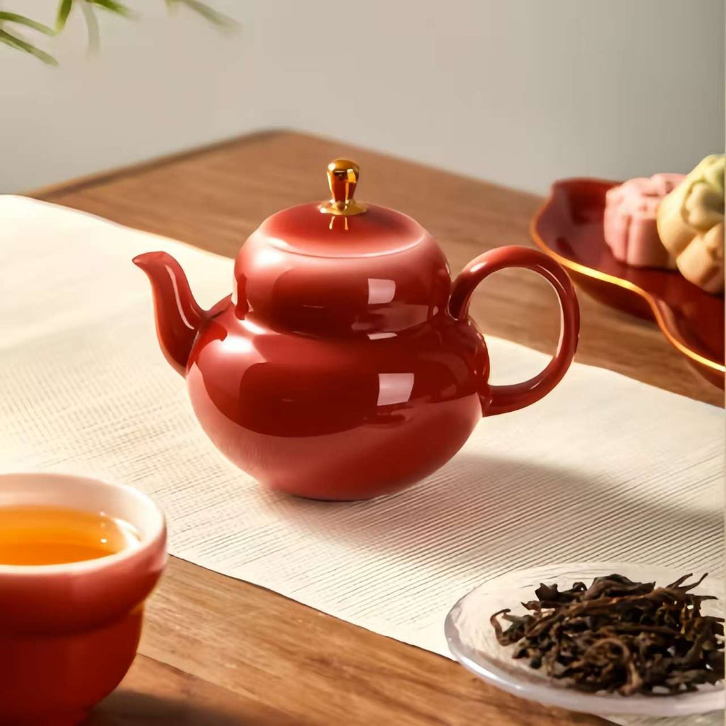 The Palace Museum Hongyun Fulu Lamb's Fat Jade Clay Teaware Set
