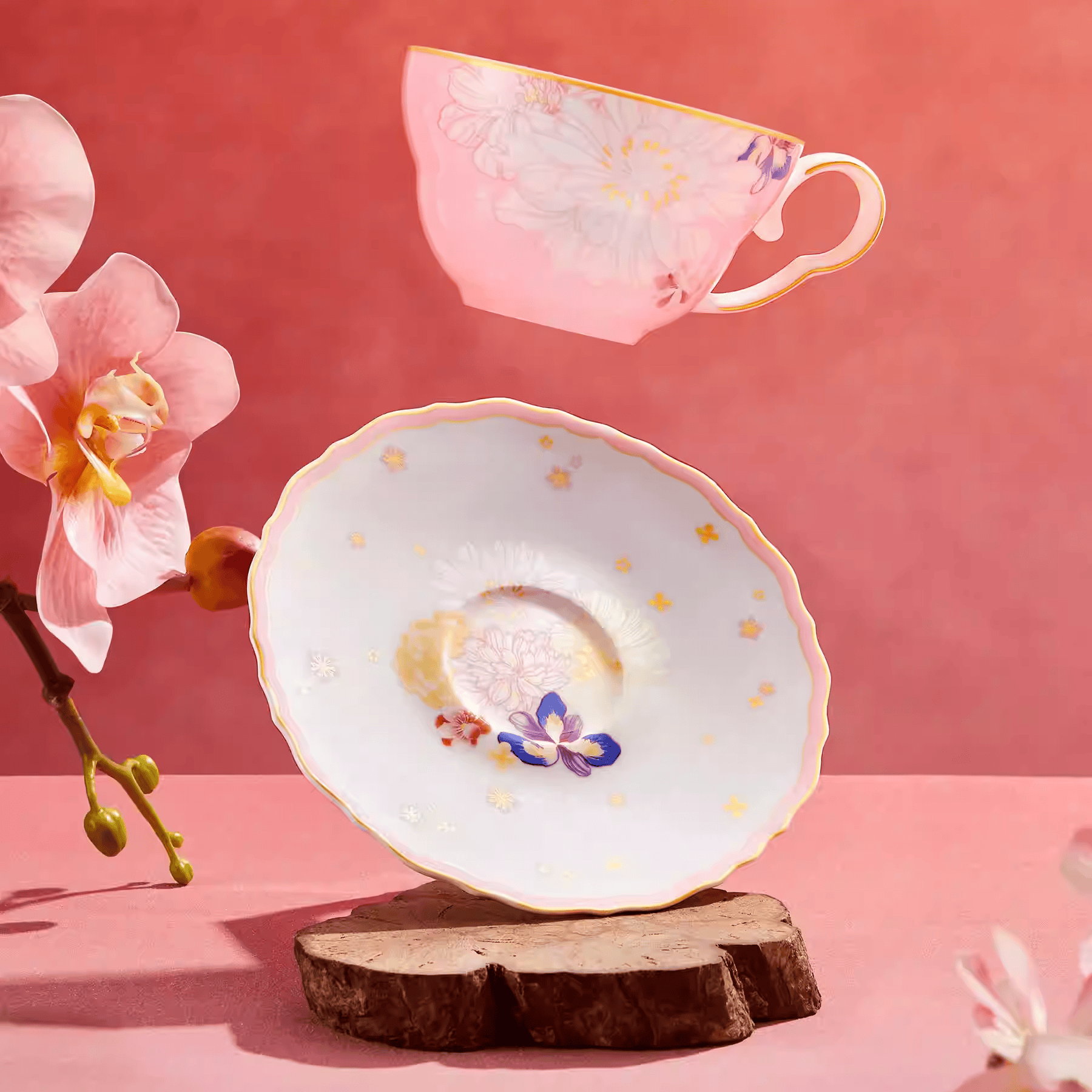 The Palace Museum Hundred Flowers Bone China Cup & Saucer Gift Set