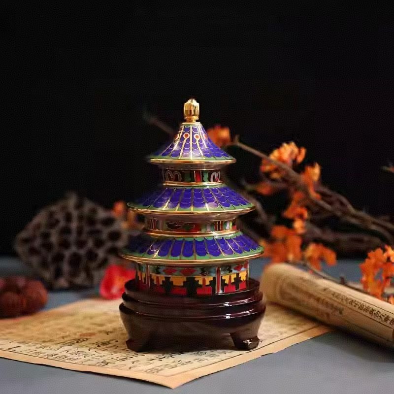 The Cloisonne Enamel on Copper Base with Polished Surface Temple of Heaven Ornament