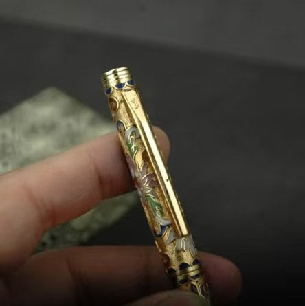 The Cloisonne Enamel Gold-Ground Swirl-Pattern Ballpoint Pen