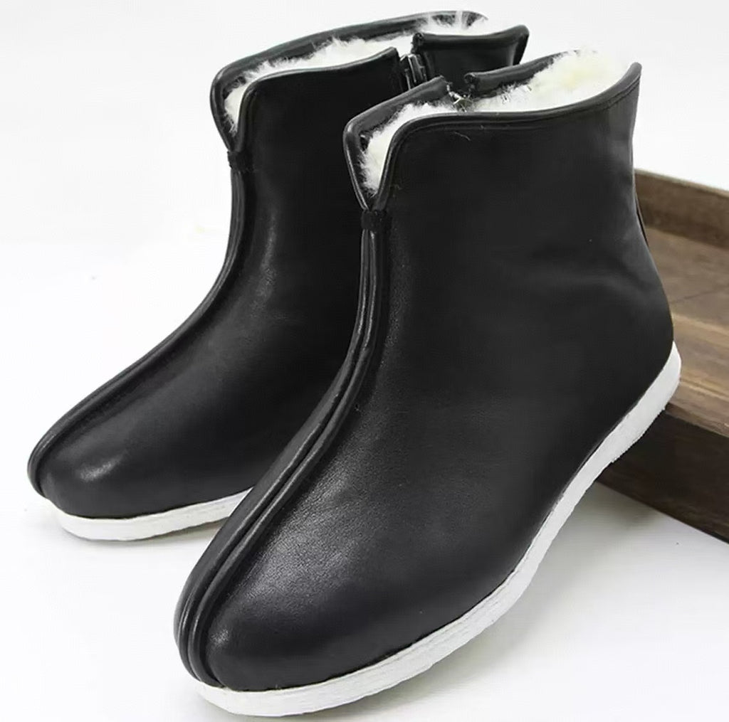 NeiLan Sheng Cowhide Leather Zipper Li'an High-Top Cotton Men's Shoes