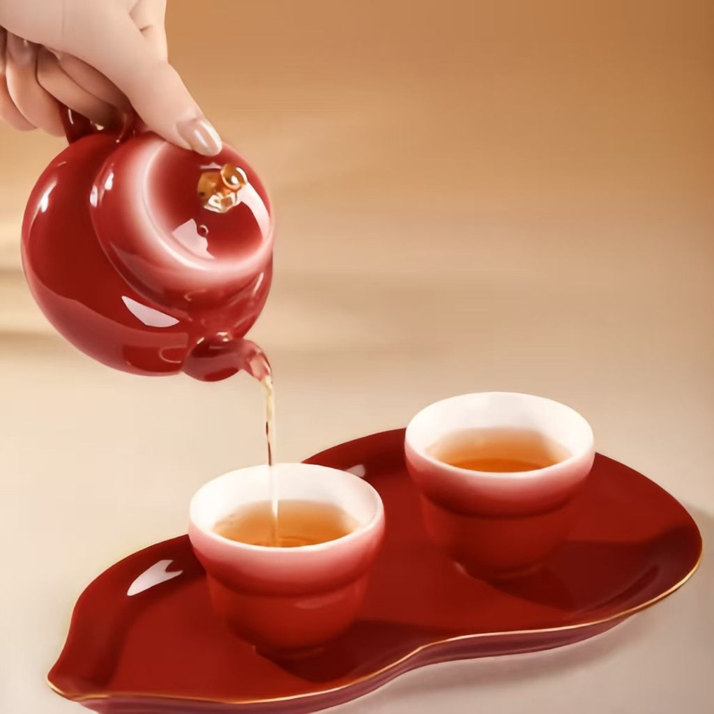 The Palace Museum Hongyun Fulu Lamb's Fat Jade Clay Teaware Set
