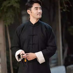 Rui Fu Xiang Chinese-Style Tangzhuang in Polyester-Linen Blend Men's Coats