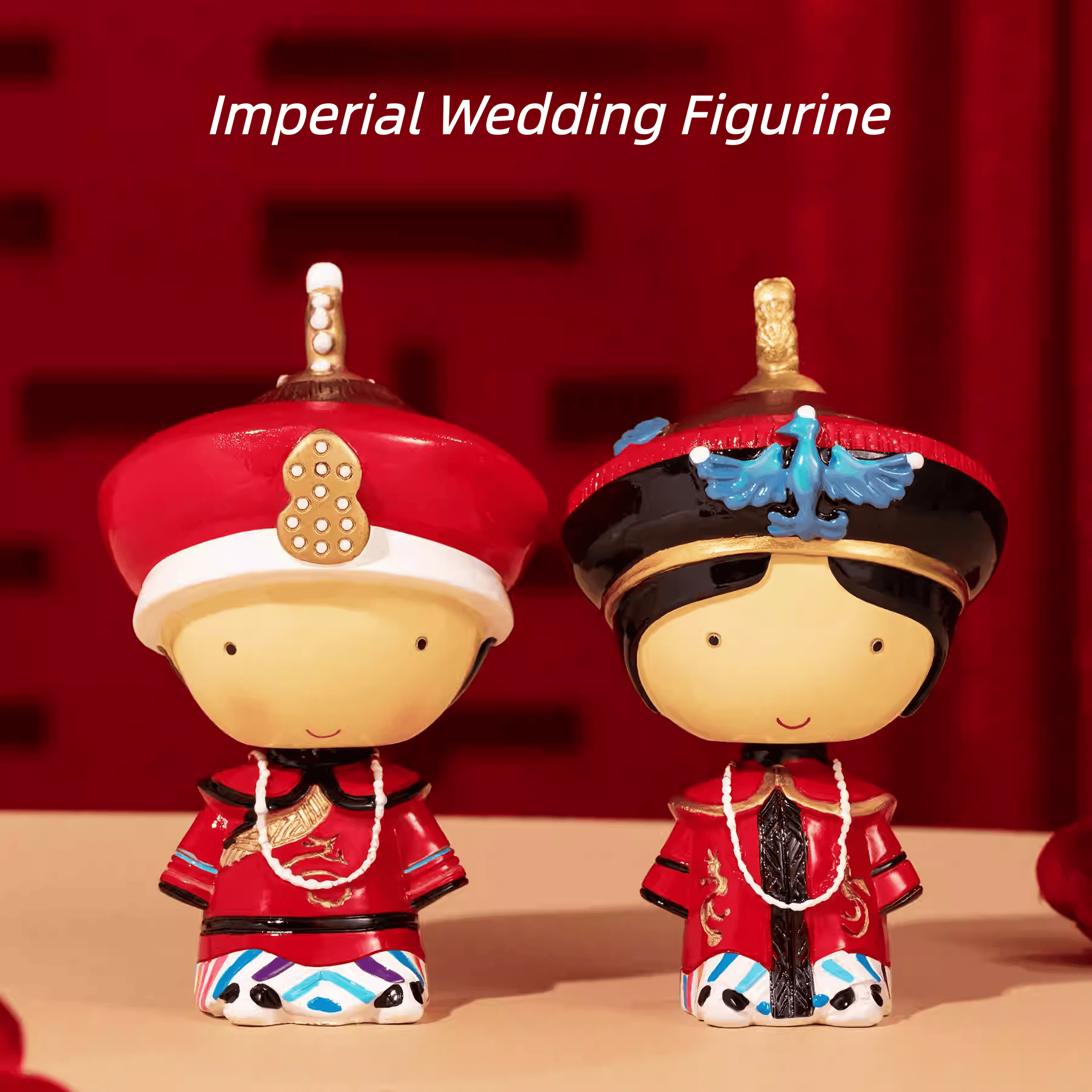The Palace Museum Imperial Emperor & Empress Wedding Bobblehead Figurine