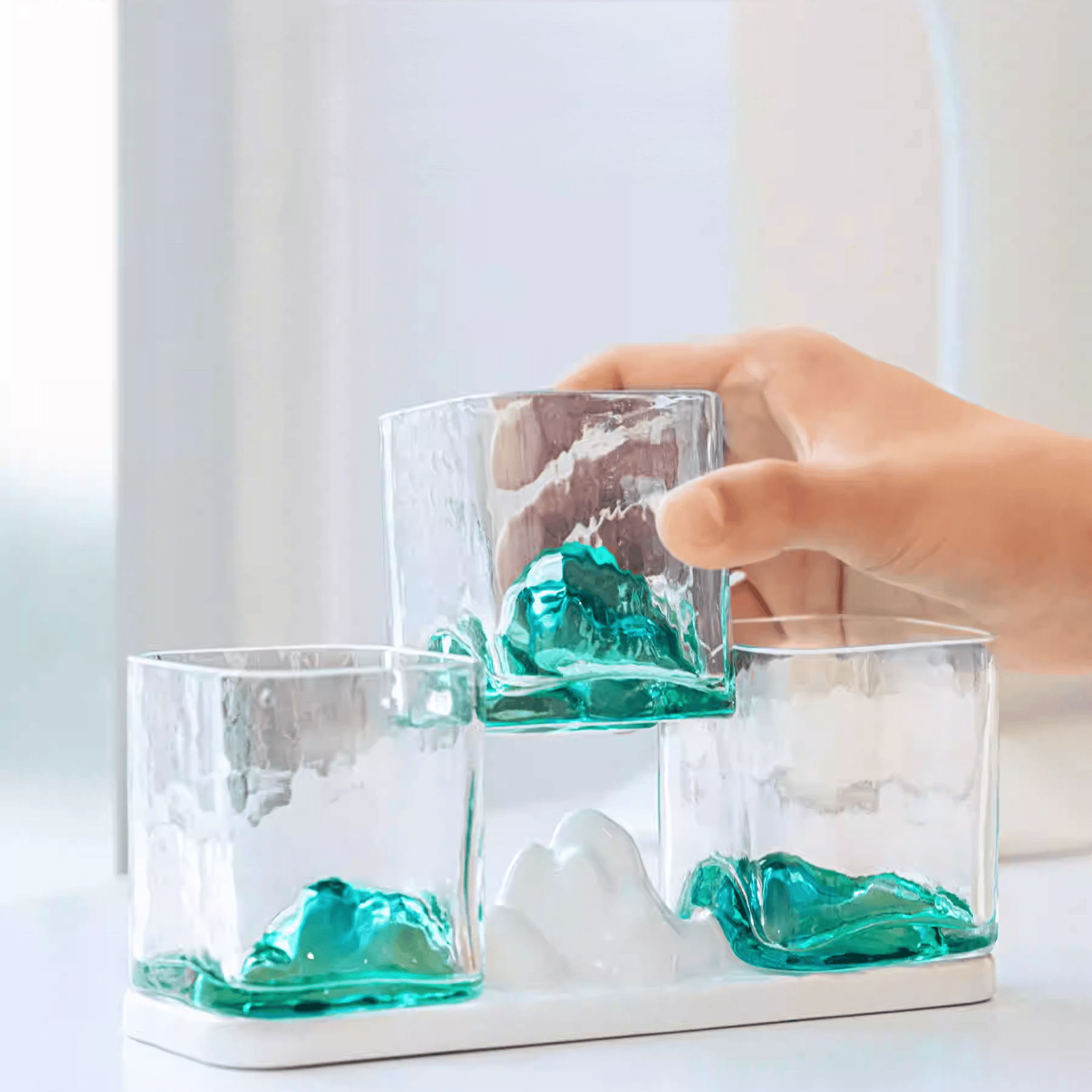 The Palace Museum Panorama of Rivers and Mountains Glass Cup Set