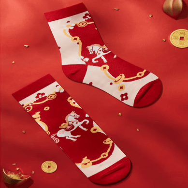 The Palace Museum Steed Treading Blossoms Red Sock Set