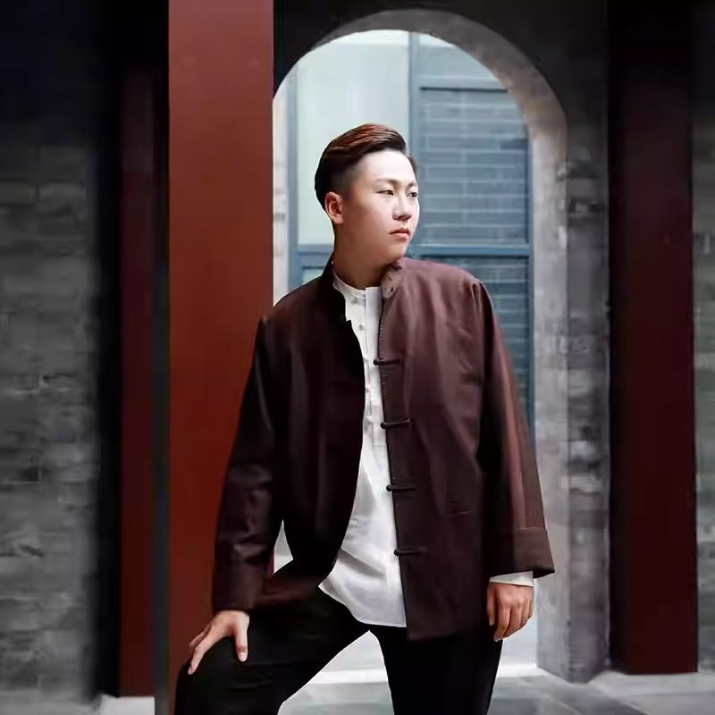 Rui Fu Xiang  Long-Sleeve Traditional Chinese-Style Tangzhuang Men's Shirts