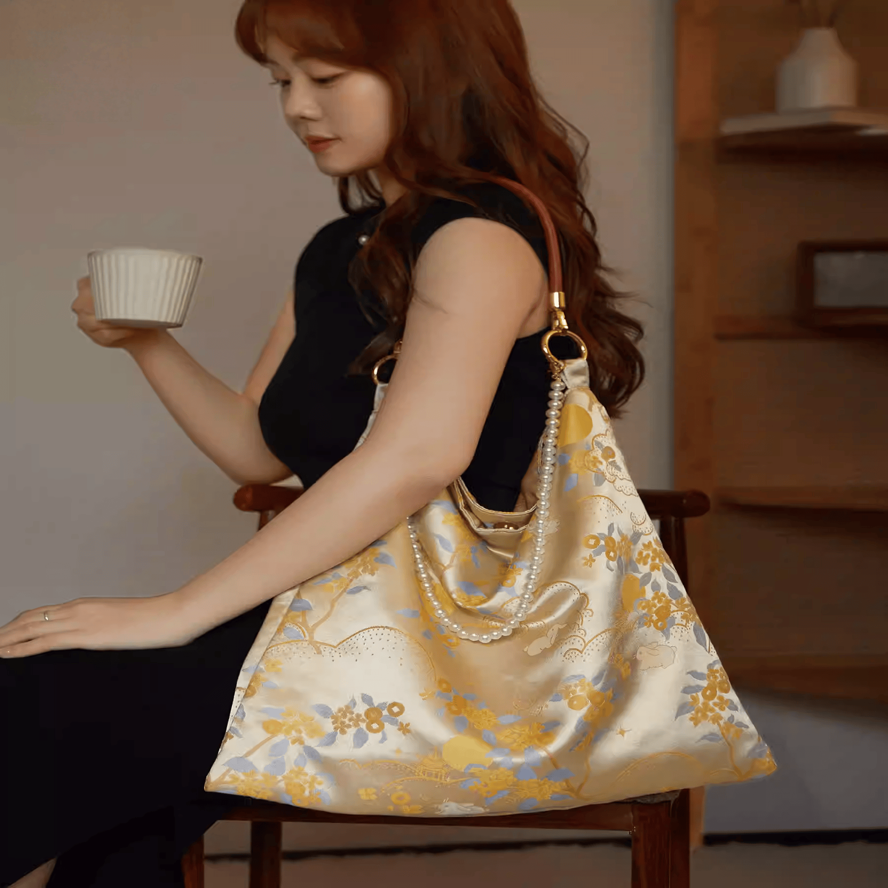 The Palace Museum Golden Branch & Jade Rabbit Shoulder Bag