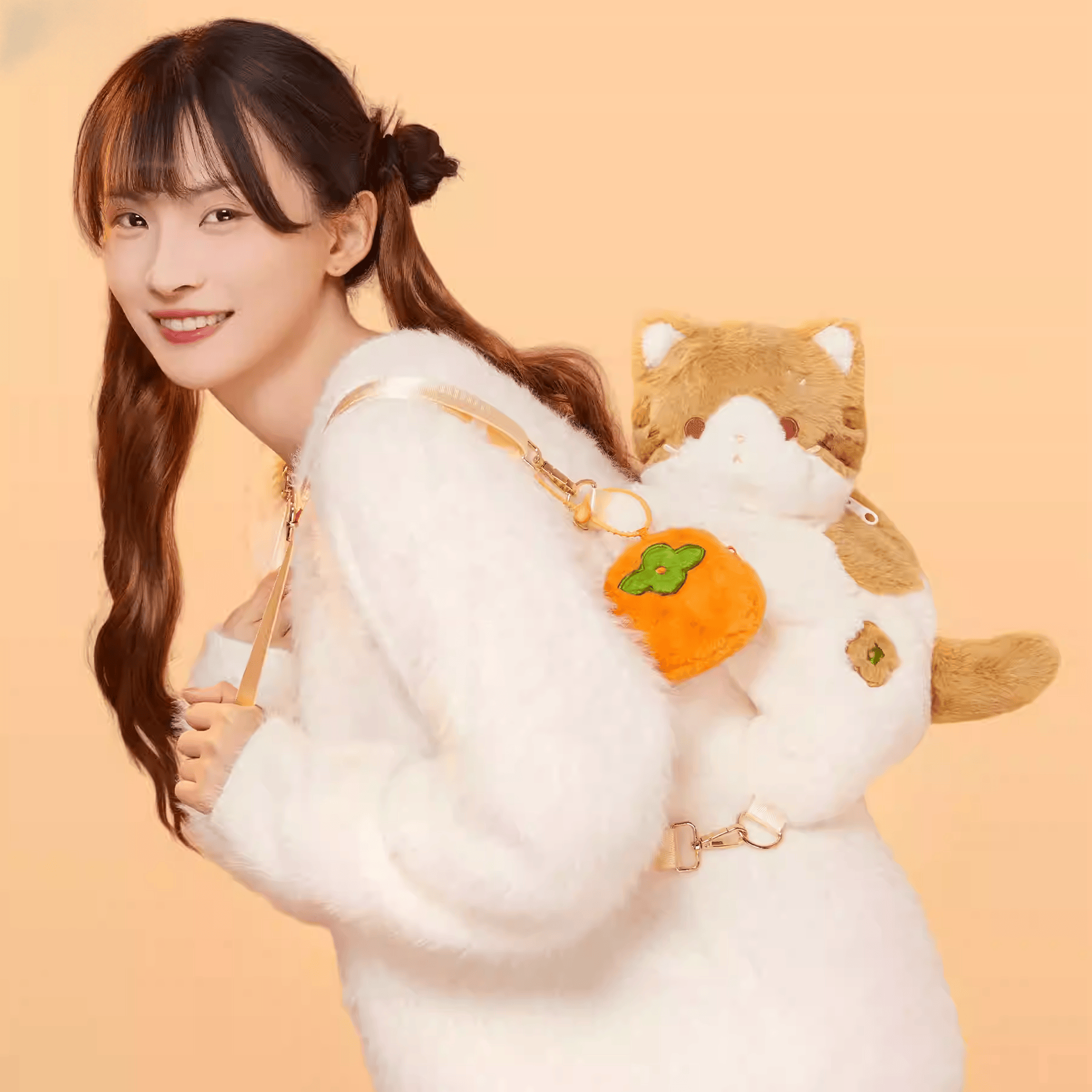The Palace Museum Persimmon & Fortune Cat Plush Backpack