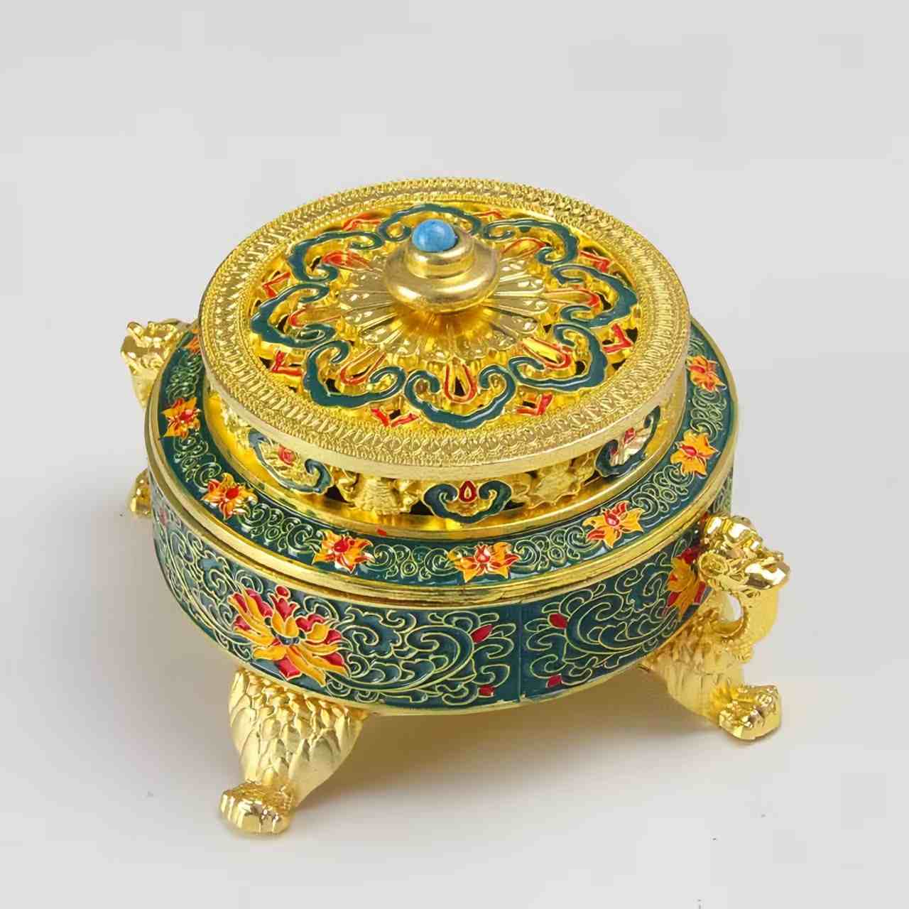 The Cloisonne Enameled Buddha Altar Incense Burner Copper Alloy