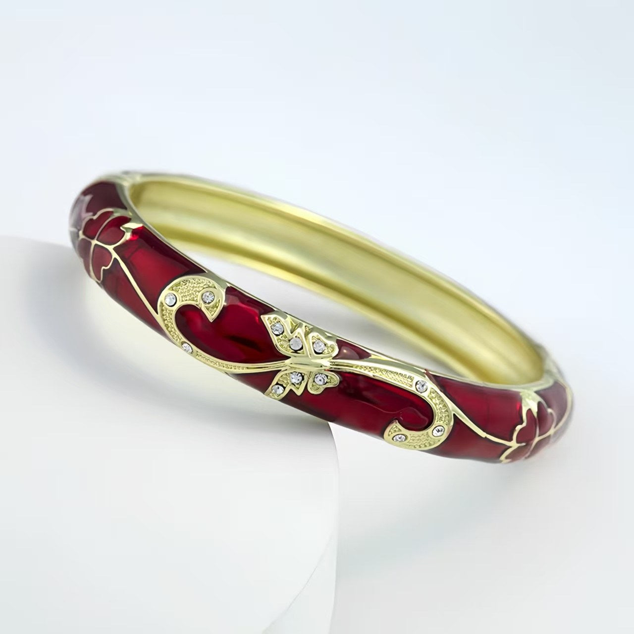The Cloisonne Bangle Bracelet - Wide Band & Large Circle Women's Enameled