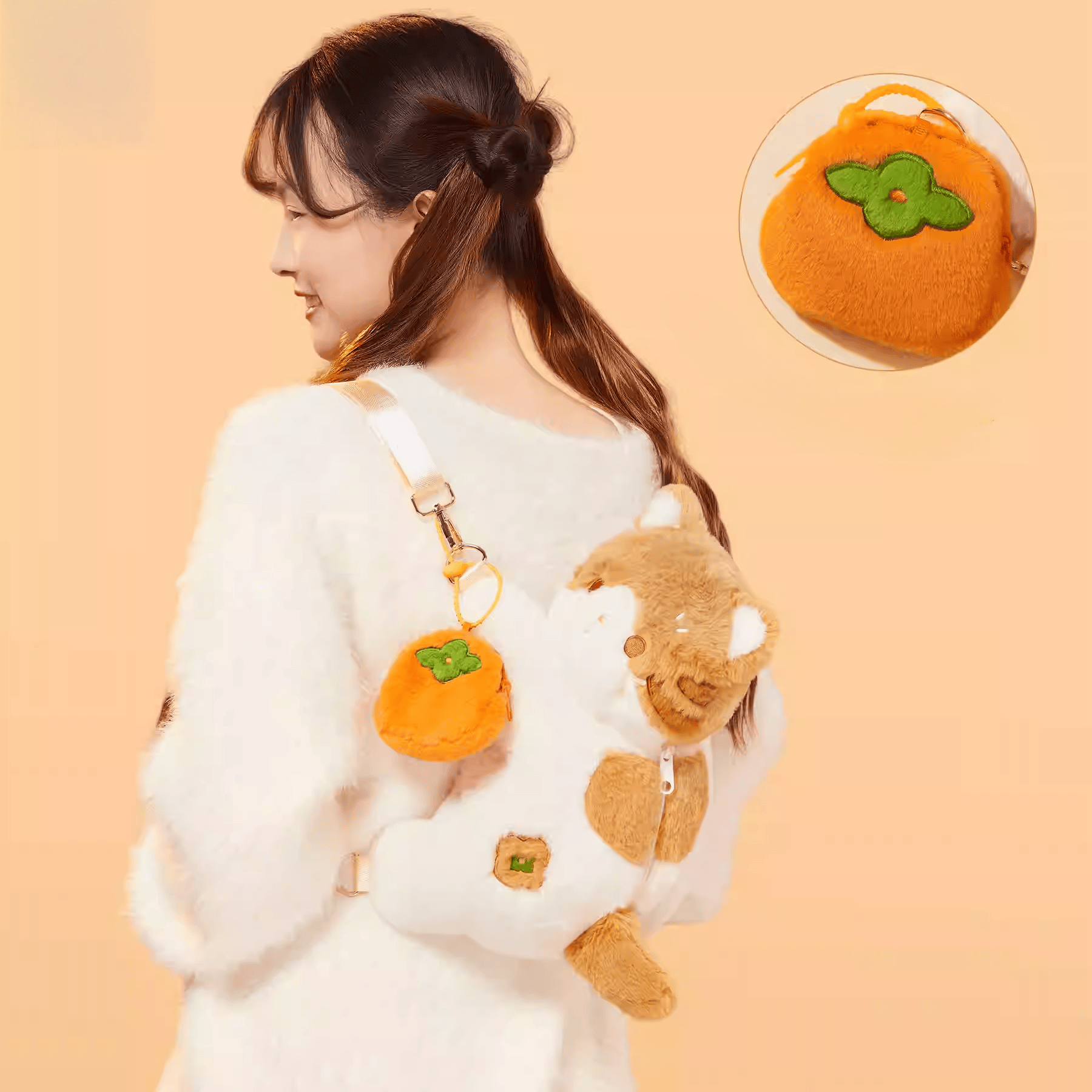 The Palace Museum Persimmon & Fortune Cat Plush Backpack