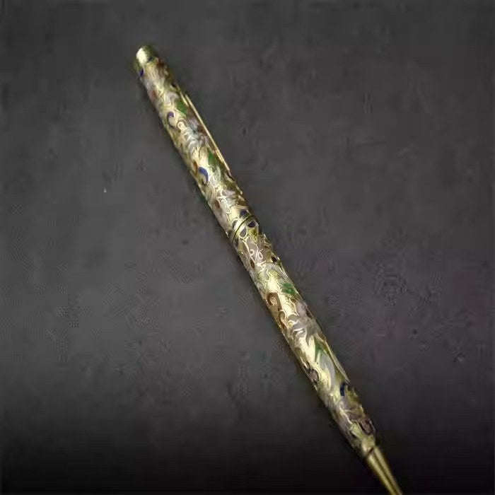 The Cloisonne Enamel Gold-Ground Swirl-Pattern Ballpoint Pen