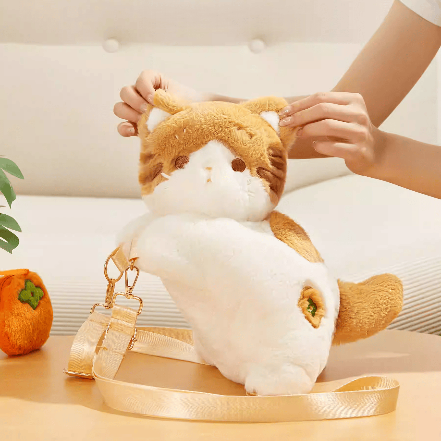 The Palace Museum Persimmon & Fortune Cat Plush Backpack