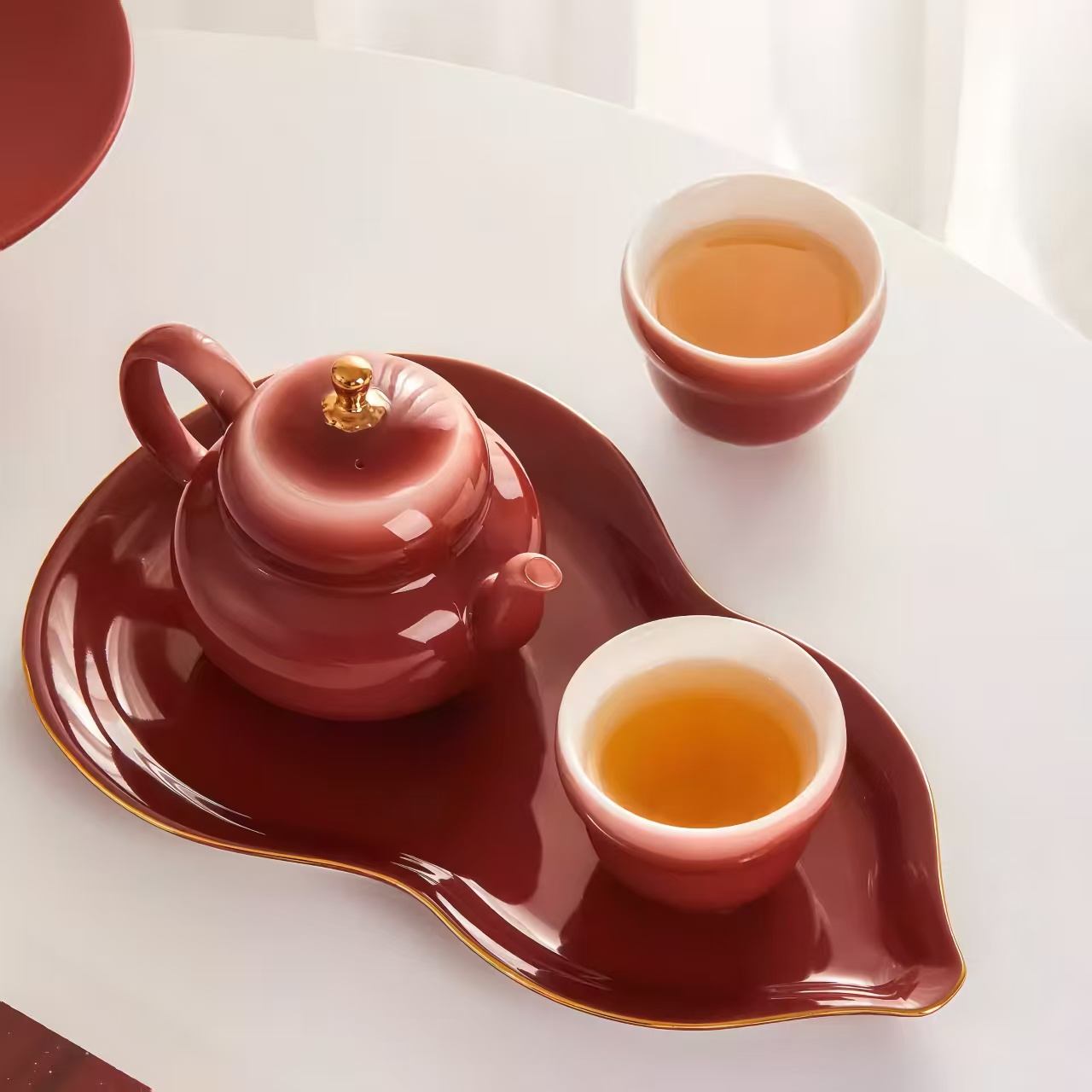 The Palace Museum Hongyun Fulu Lamb's Fat Jade Clay Teaware Set