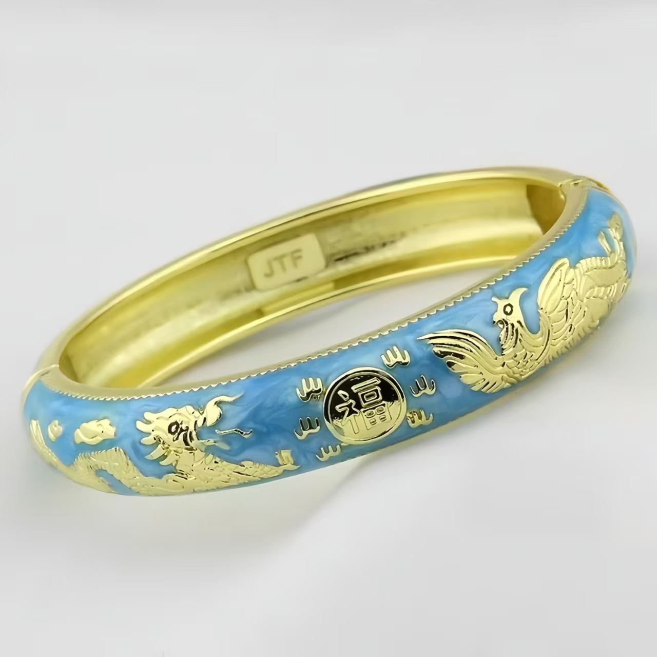 The Cloisonne Bangle with Adjustable Clasp Gold-Plated Women's