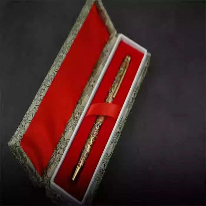 The Cloisonne Enamel Gold-Ground Swirl-Pattern Ballpoint Pen