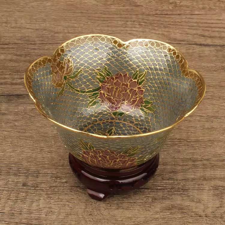 The Cloisonne Enameled Transparent Blue Lace Bowl