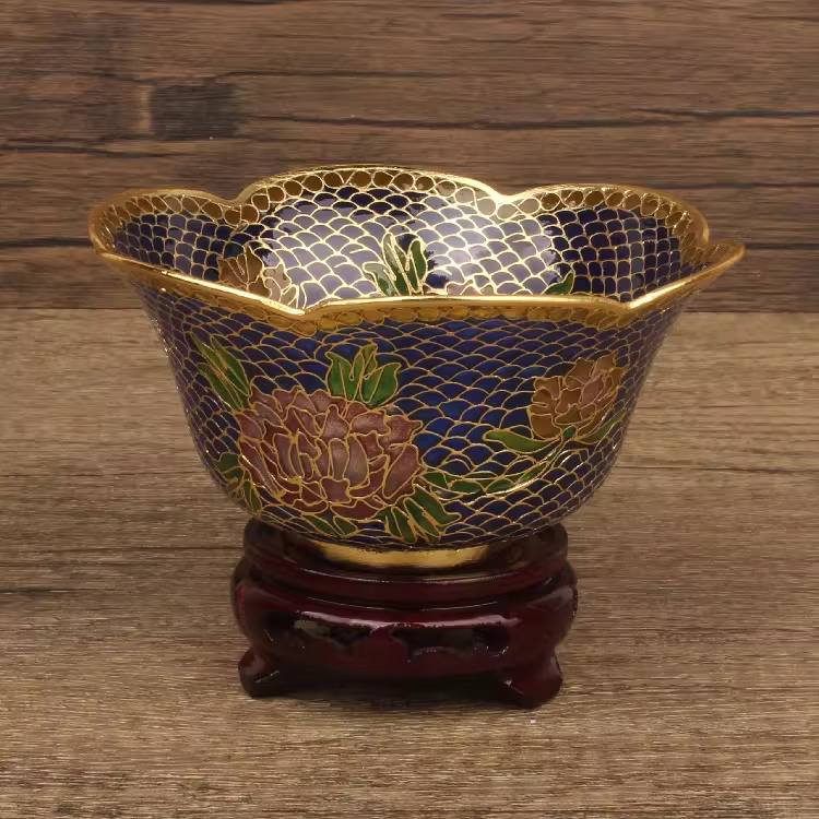 The Cloisonne Enameled Transparent Blue Lace Bowl
