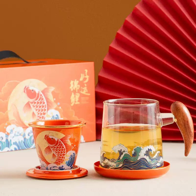 Shangxinle Forbidden City Lucky Koi Office Tea Infuser Cup