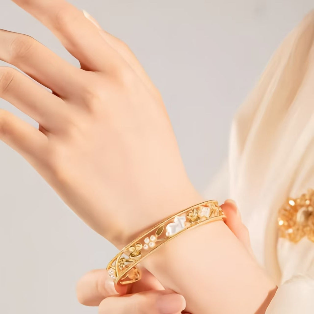 The Palace Museum Golden Branch Jade Rabbit Osmanthus Flower Bracelet