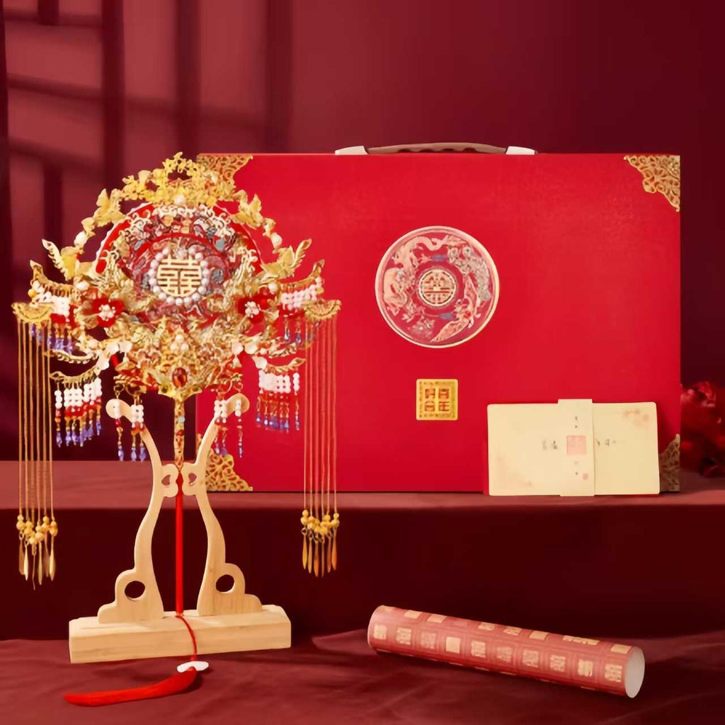 The Palace Museum Phoenix Crown and Brocade Robe with Round Fan Gift