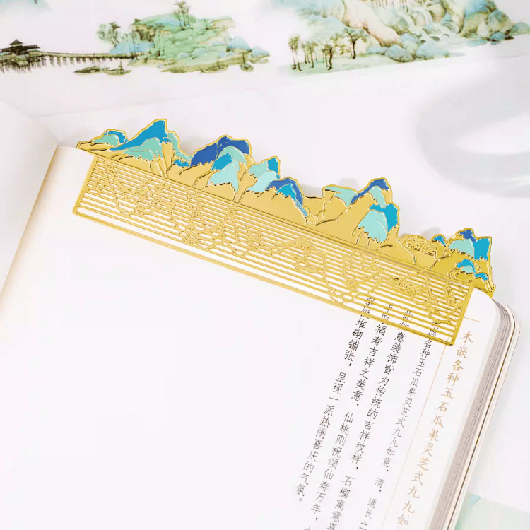 The Palace Museum A Thousand Li of Rivers and Mountains Hollow-out Bookmark Ruler