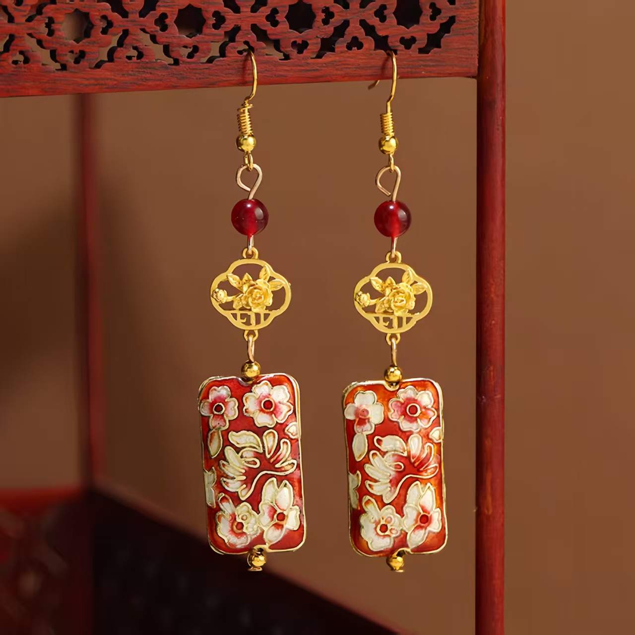The Original Design New Chinese-Style Cloisonne Earrings for Women Retro Enamel
