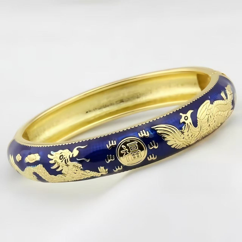 The Cloisonne Bangle with Adjustable Clasp Gold-Plated Women's