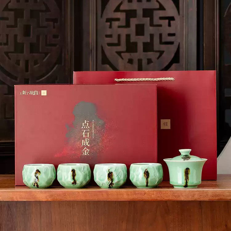Shangxinle Forbidden City Transforming Stone into Gold Ceramic Tea Set