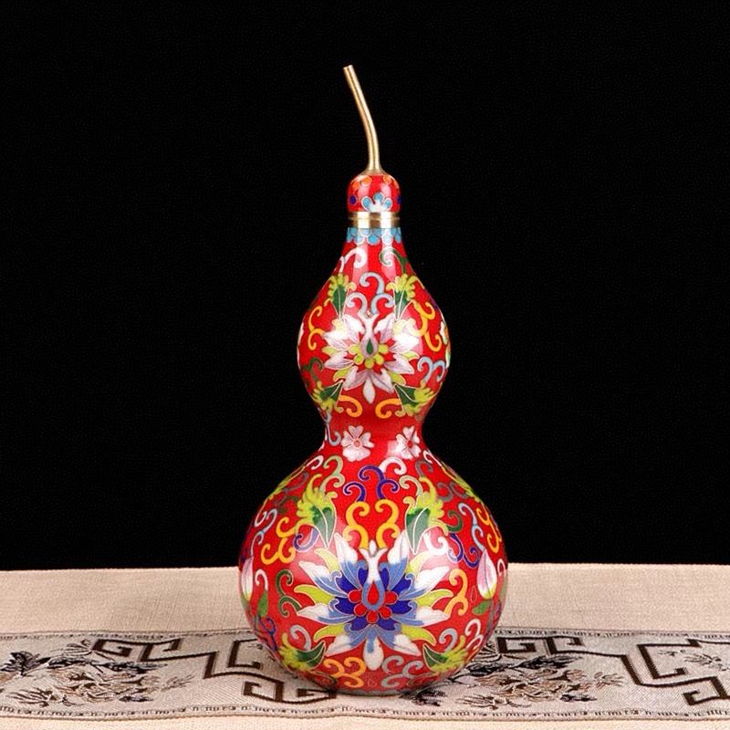 The Cloisonne Copper Gourd with Enamel Inlay Decorative Ornaments