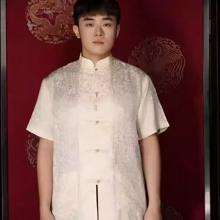 Ruifuxiang Tang Garment Loose-Fit Top Breathable Layered Robe Men's T-Shirts