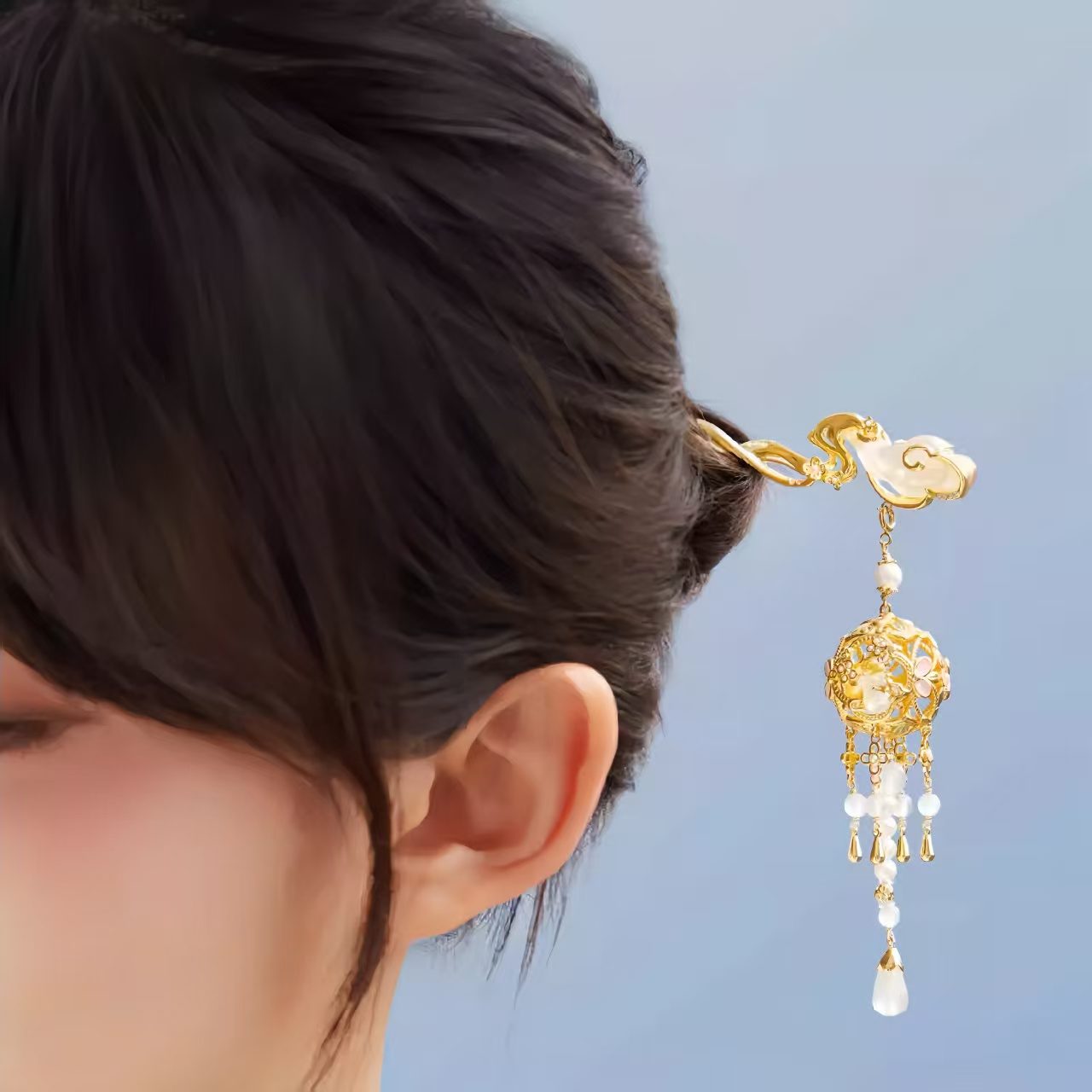 The Palace Museum Moon Rabbit Tassel Hairpin Amidst the Clouds