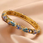 The Cloisonne Enamel Bracelet Slim Band with Round Open Clasp Women's
