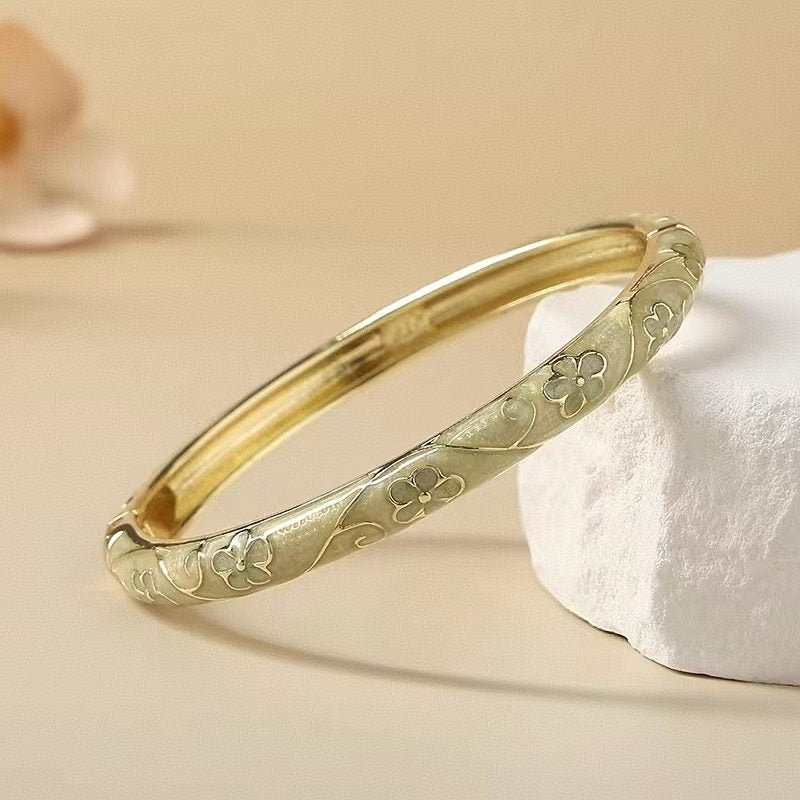 The Cloisonne Enamel Bangle with Delicate Band & Floral Pattern Women's
