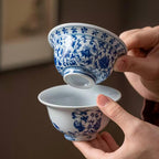 Shangxinle Forbidden City Blue-and-White Hand-Pressed Gongfu Tea Cup Set