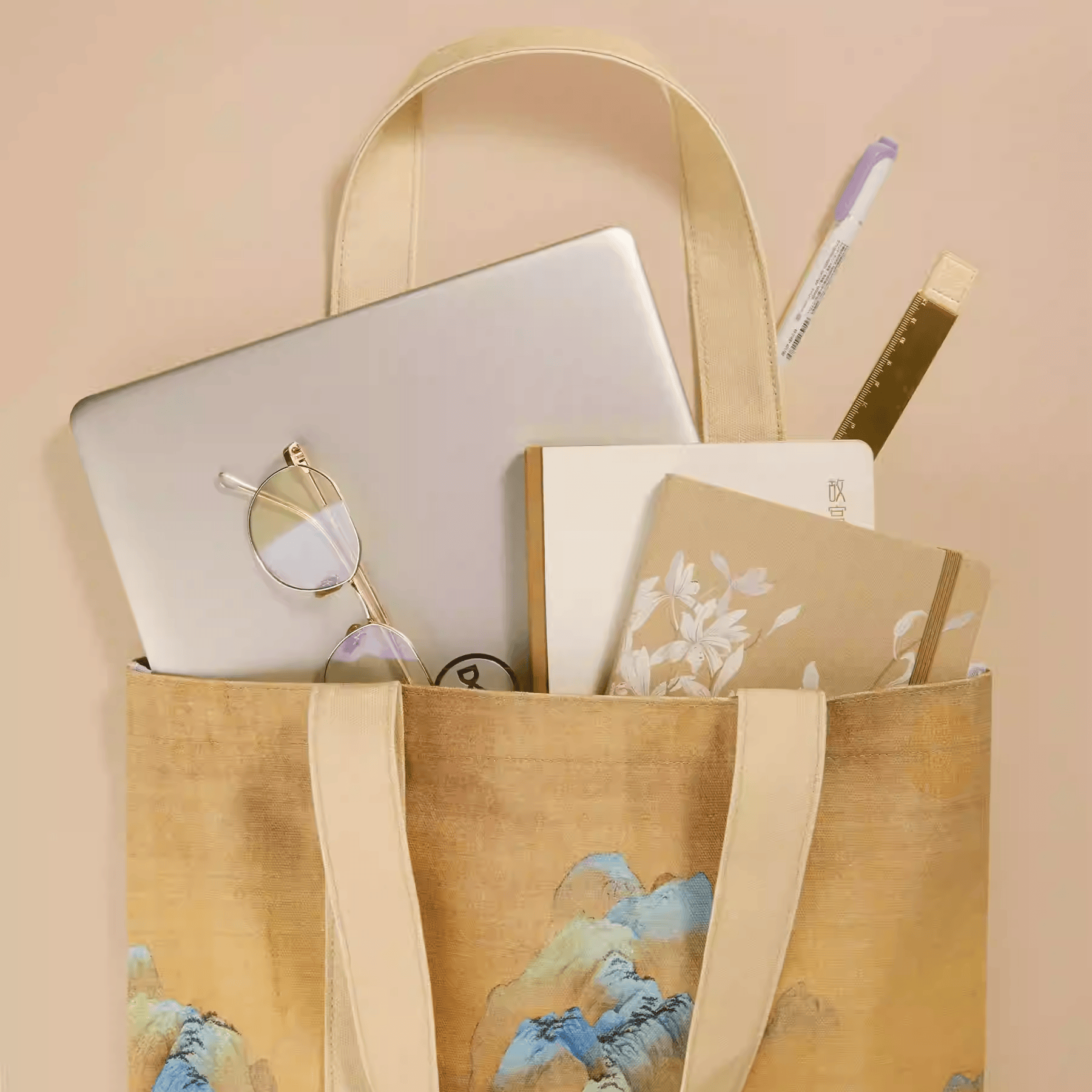 The Palace Museum Thousand Li of Rivers and Mountains Canvas Tote Bag