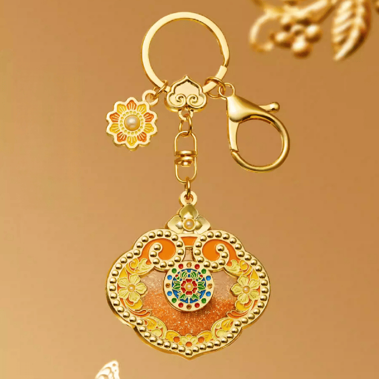 The Palace Museum Chased Ruyi Scepter & Pearl-Jade Quicksand Keychain