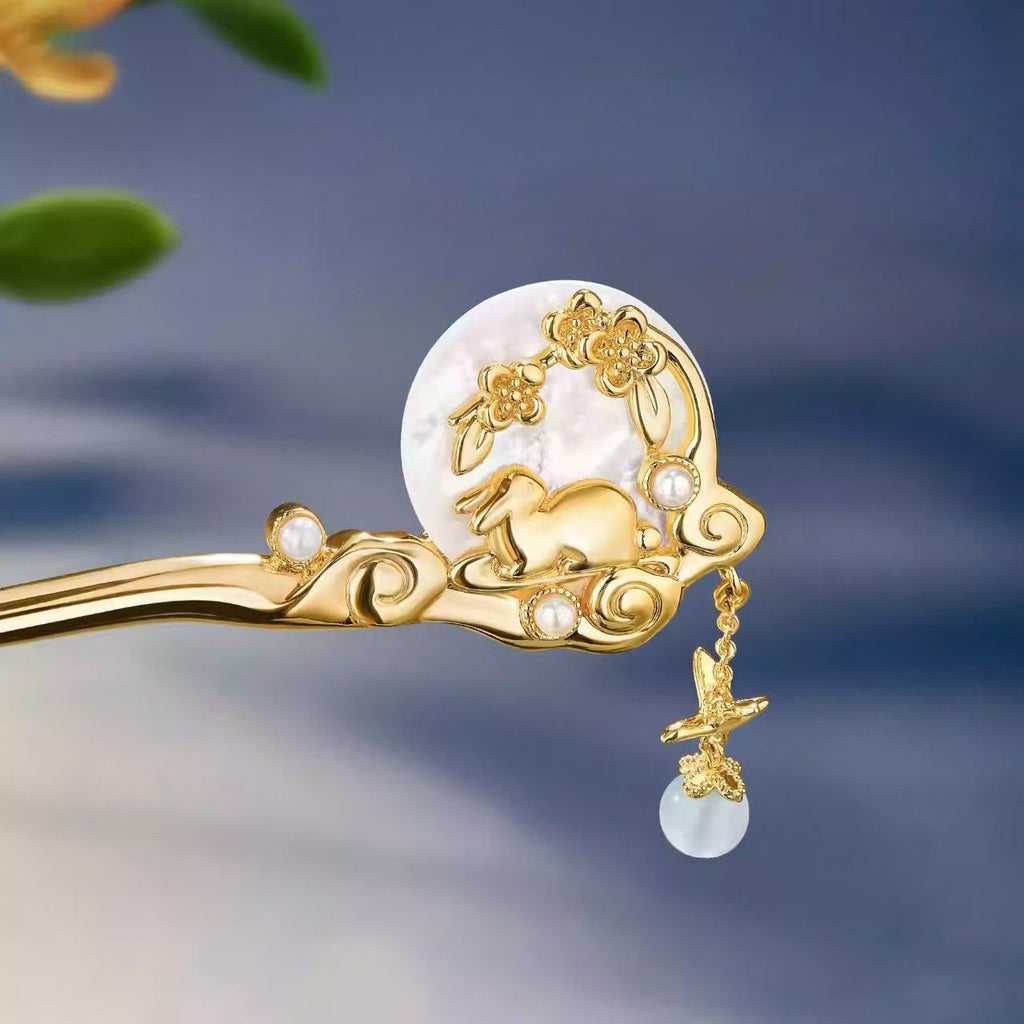 The Palace Museum New Moon Laurel Rabbit Hairpin