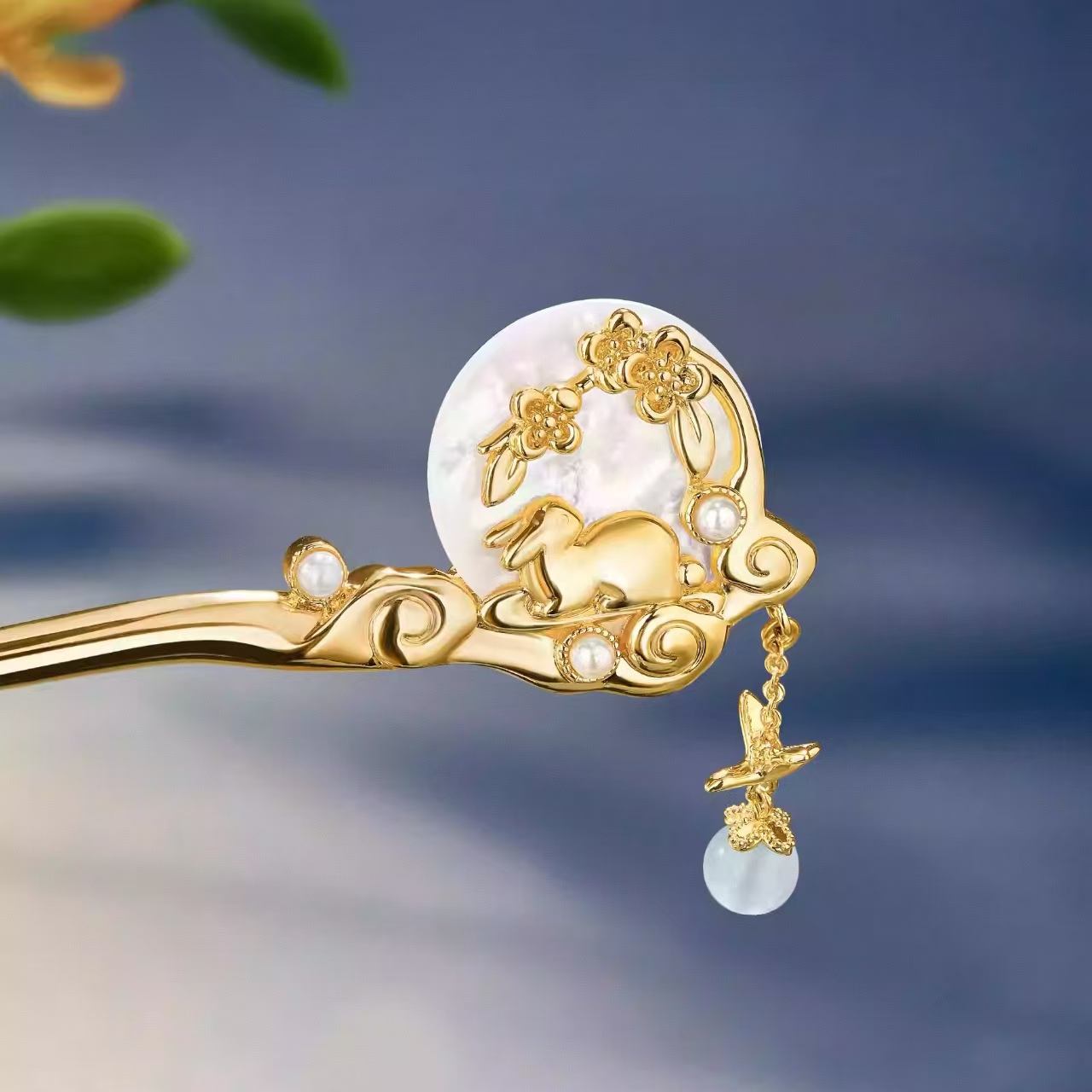 The Palace Museum New Moon Laurel Rabbit Hairpin