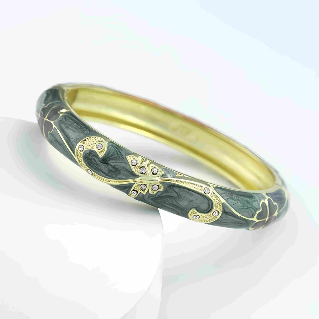 The Cloisonne Bangle Bracelet - Wide Band & Large Circle Women's Enameled