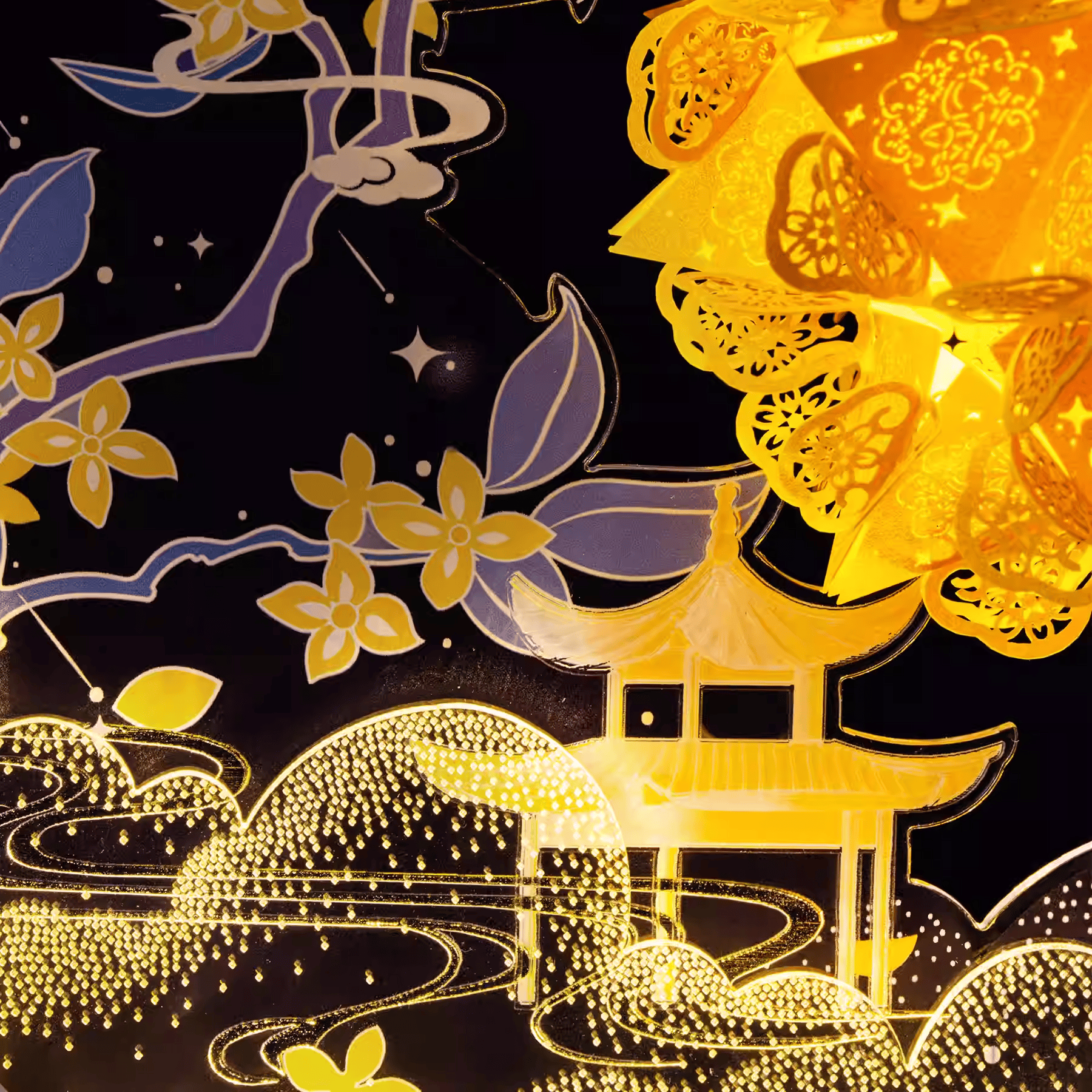 The Palace Museum Blossom & Moonlit Night Paper Carving Lamp