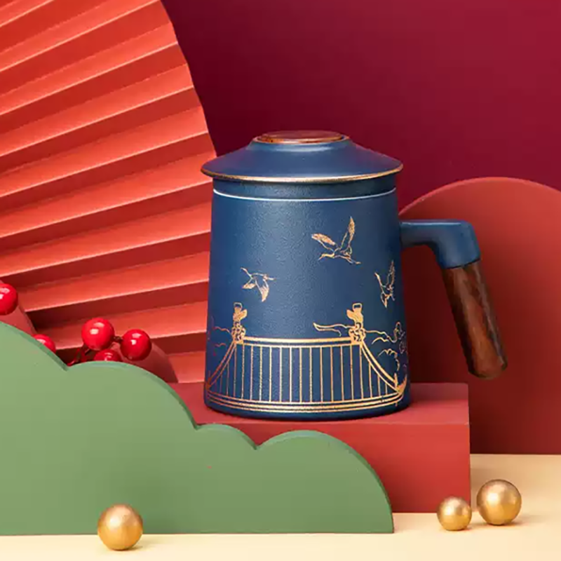 Shangxinle Forbidden City Auspicious Sign Ceramic Office Tea Leakage Cup