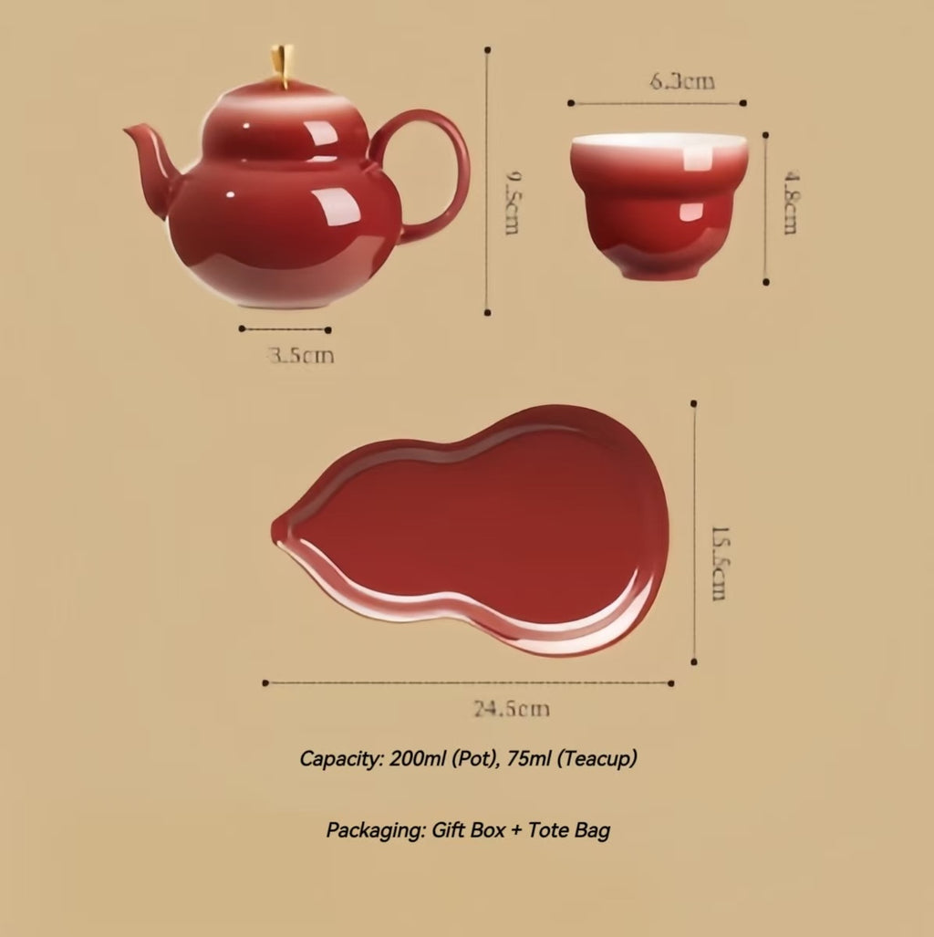 The Palace Museum Hongyun Fulu Lamb's Fat Jade Clay Teaware Set