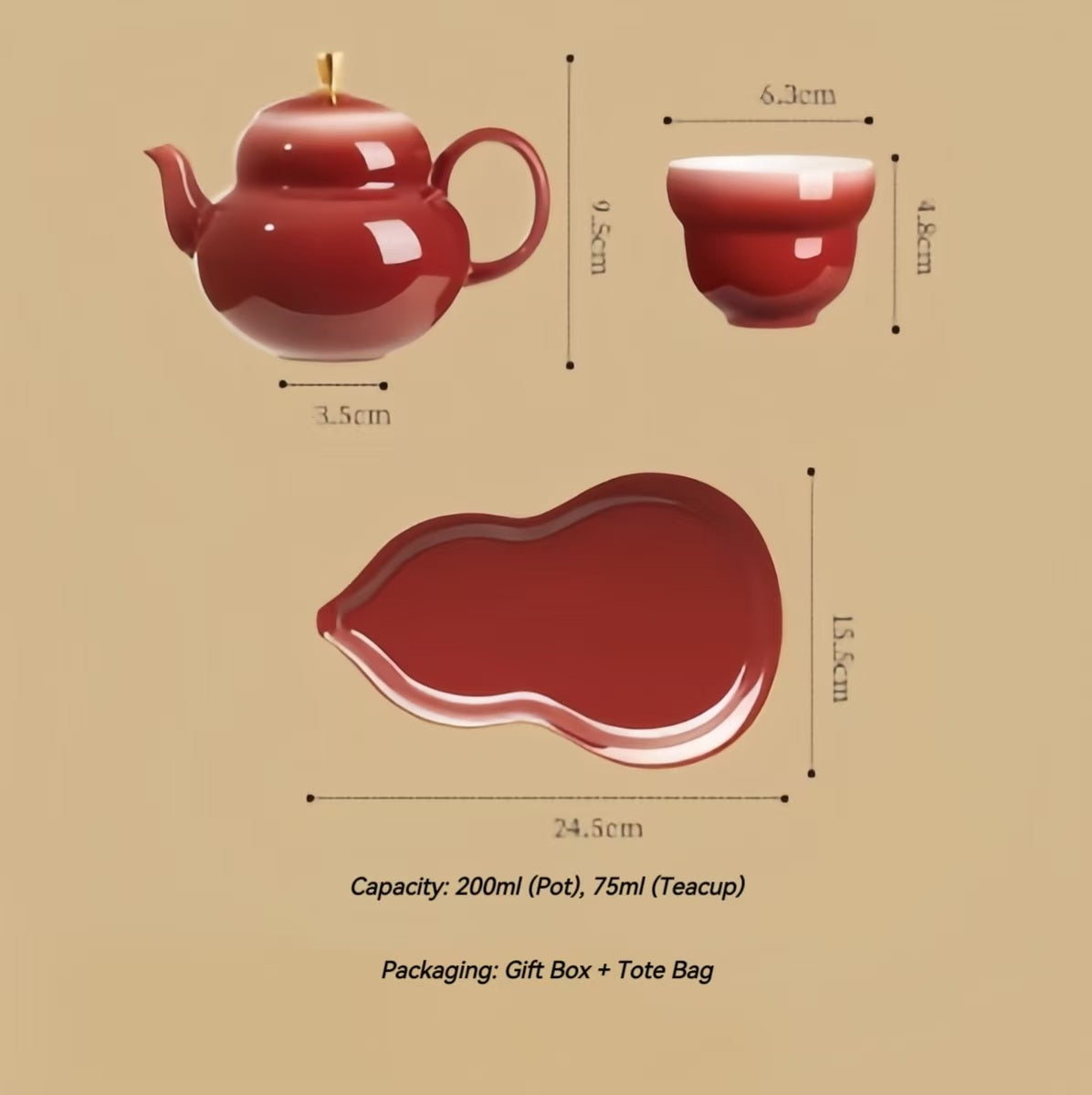 The Palace Museum Hongyun Fulu Lamb's Fat Jade Clay Teaware Set